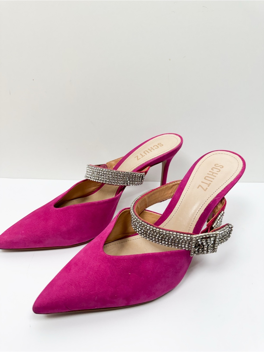 Schutz Tishara Embellished High Heel Mules Sz 8.5
